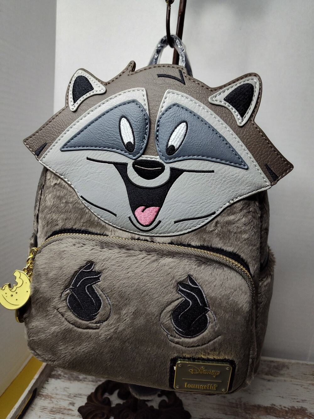 DISNEY LOUNGEFLY POCAHONTAS MEEKO MINI BACKPACK WITH TAIL NWT.